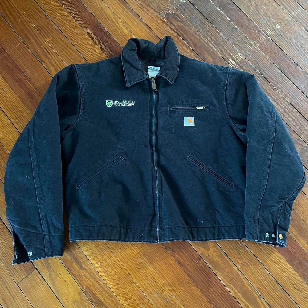 1990s Sun-faded Faded Carhartt Detroit zip up Jacket size L